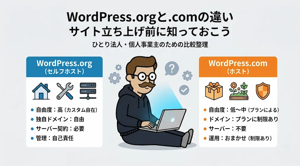 WordPress.orgと.comの違い|サイト立ち上げ前に知っておこう